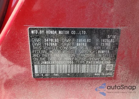 2016 Honda Fit Ex from USA, damaged, VIN JHMGK5H70GX037055